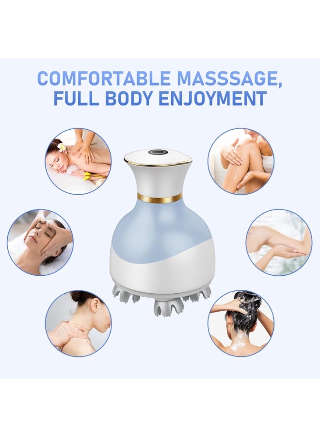 جهاز تدليك كهربائي ثلاثي الأبعاد قابل لإعادة الشحن للرأس والجسم B27 لفروة الرأس والرقبة والجسم بالكامل - لتخفيف الصداع، وإرخاء العضلات، وتحسين الدورة الدموية مع رؤوس تدليك من السيليكون وقاعدة شحن مغناطيسية - Image 4