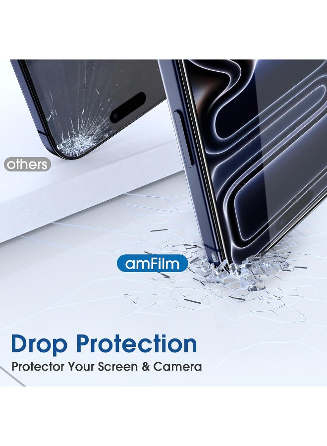أمفيلم ام فيلم واقي شاشة ون تاتش لهاتف ايفون 17 برو ماكس 6.9 انش + واقي عدسة الكاميرا | تركيب بمحاذاة تلقائية | خالي من الفقاعات | زجاج مقسى  9H+ | وضوح FHD | مناسب للحافظة | عبوة من 2+4 قطع - Image 5