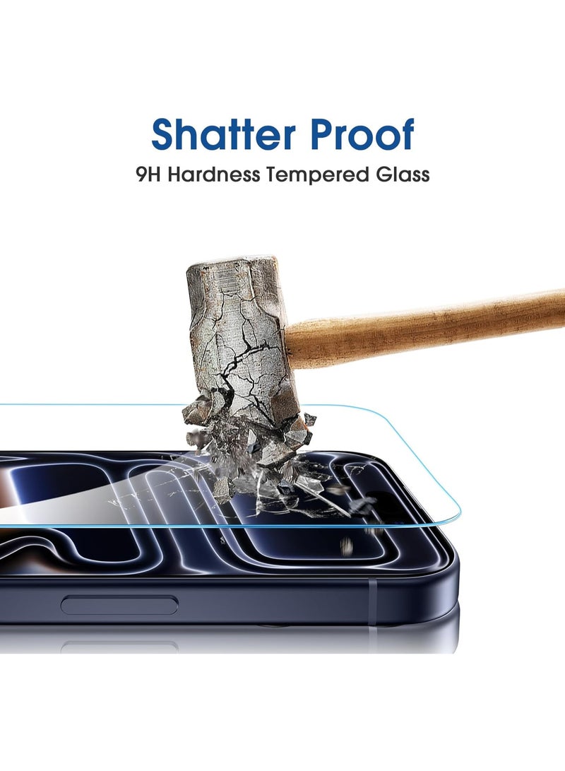 أمفيلم ام فيلم واقي شاشة ون تاتش لهاتف ايفون 17 برو ماكس 6.9 انش + واقي عدسة الكاميرا | تركيب بمحاذاة تلقائية | خالي من الفقاعات | زجاج مقسى  9H+ | وضوح FHD | مناسب للحافظة | عبوة من 2+4 قطع - Image 4