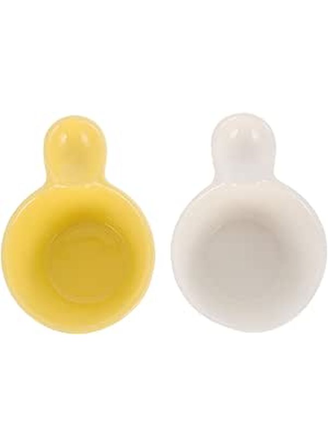 Ceramic Ice Cream and Salad Bowls with Handles Set of 2 Microwave Safe Serving Bowls for Home Dining - Image 1