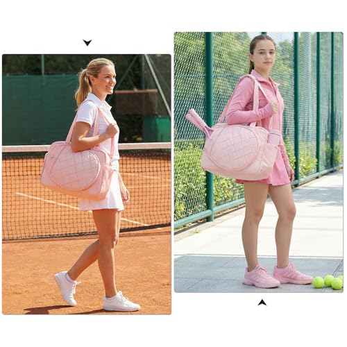 YEEGO DIRECT Tennis Bag for Women MultiFunctional Tote Sling Bag with Shoe Compartment Wet Pocket Fits 2 Rackets 27 Pickleball Paddles Large Capacity Duffle Bag for Gym Work Travel Pink - Image 3