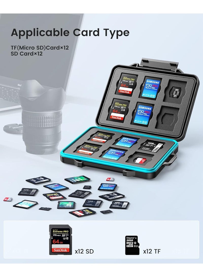 ORICO 24 Slots SD Card Case Holder Water Resistant & Anti-Shock Memory Card Case for SD/Micro SD SDXC SDHC TF Card Carrying Storage Organizer Protector Cover with Labels&Carabiner - Image 4