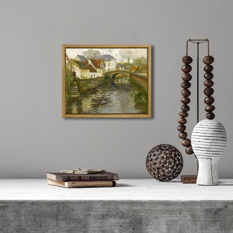 Pyradecor Vintage Canvas Wall Art Retro Natural Wood Framed Home Decor Classical Oil Painting - Image 3