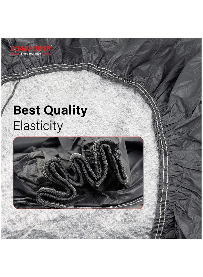 RoadPower zipper Car Cover with Mirror Pocket for All Weather Waterproof Windproof Dustproof UV Protection Full Covers PVC & Cotton Fabric Tight Taffeta smooth Non-Abrasive (Medium 170''X 65''X 47'') - Image 5