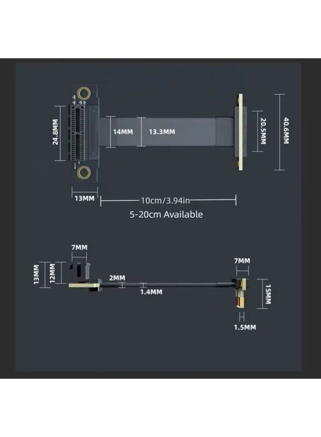 TISHRIC PCIE 3.0 1X to 1X Extension Cable 1.97inch 90 180 Degree Adjustable Bend Metal Construction - Image 3