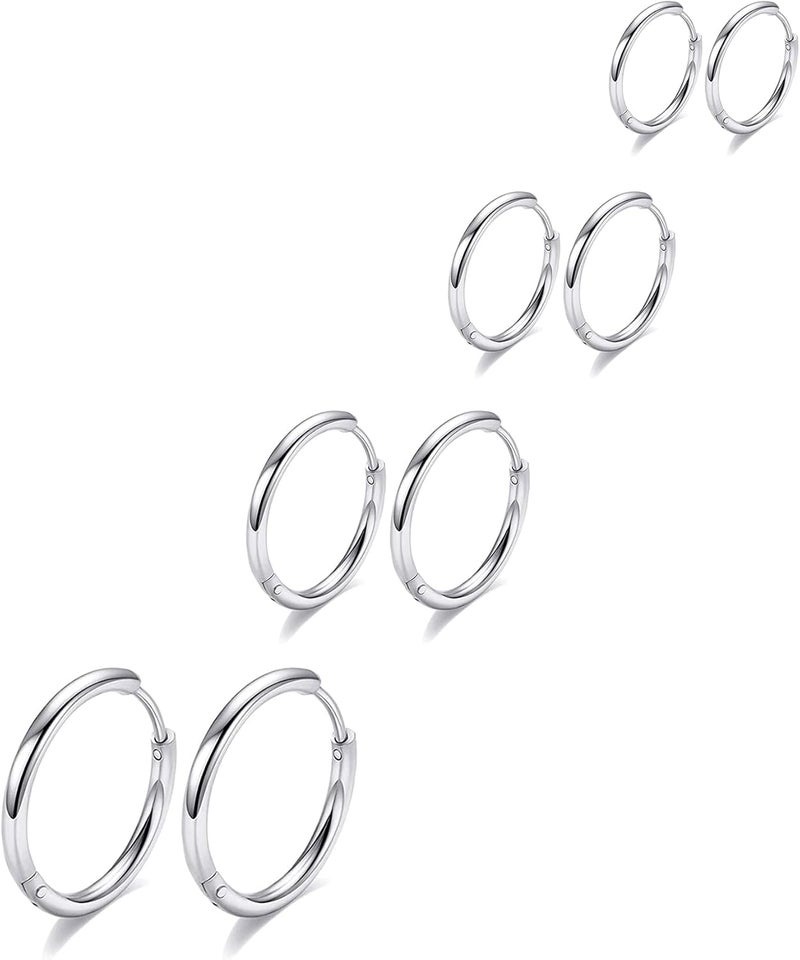 Motbegit Store 316L Surgical Stainless Steel Hoop Earrings,Mens Hoops Earrings Gold Silver Black Hypoallergenic,6mm 8mm 10mm 12mm Small Huggie Hoop Earrings Men Women for Cartilage Piercings - Image 1
