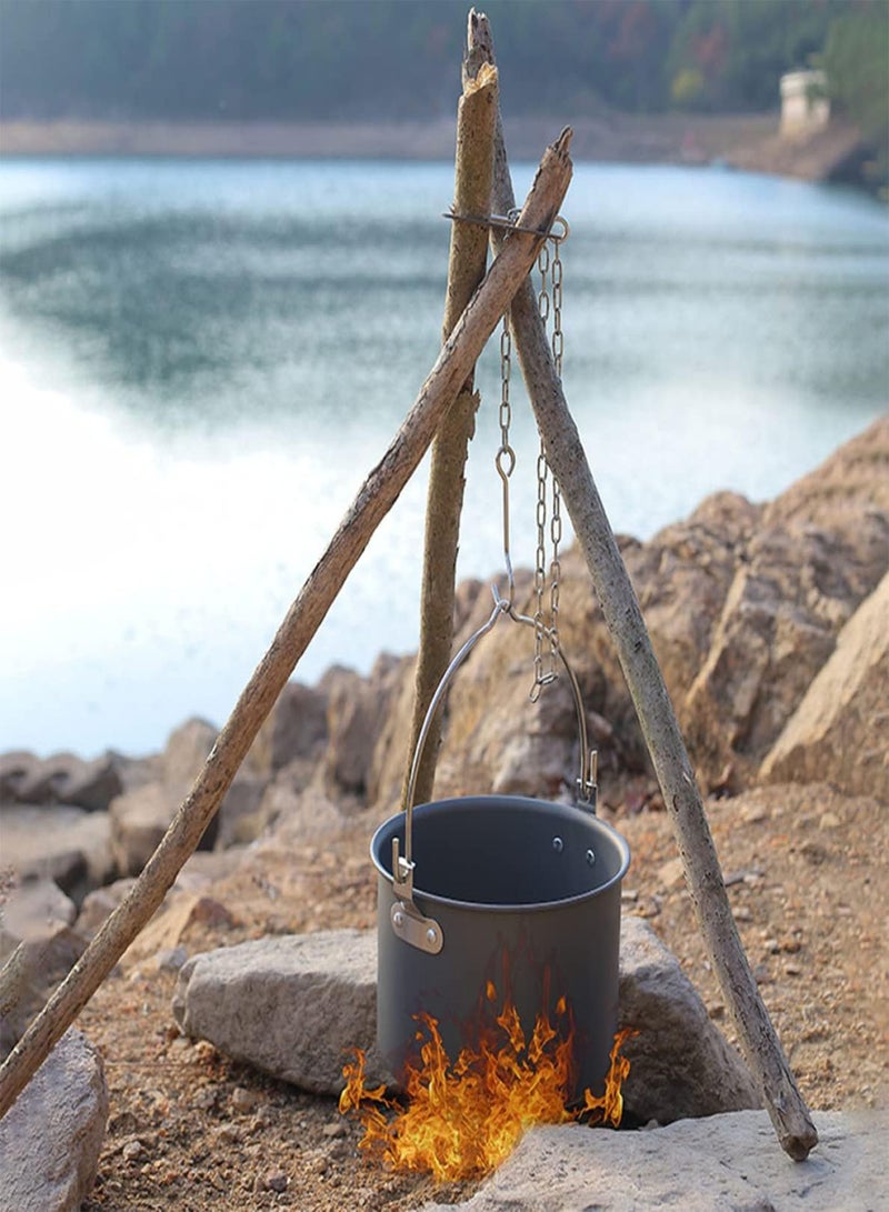 GGOOT Camping Tripod Board Stainless Steel Campfire Support Stand Plate with Adjustable Chain Campfire Cooking Equipment Triangle Style - Image 2