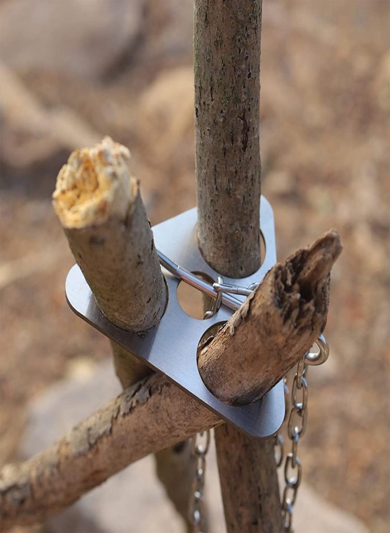 GGOOT Camping Tripod Board Stainless Steel Campfire Support Stand Plate with Adjustable Chain Campfire Cooking Equipment Triangle Style - Image 3
