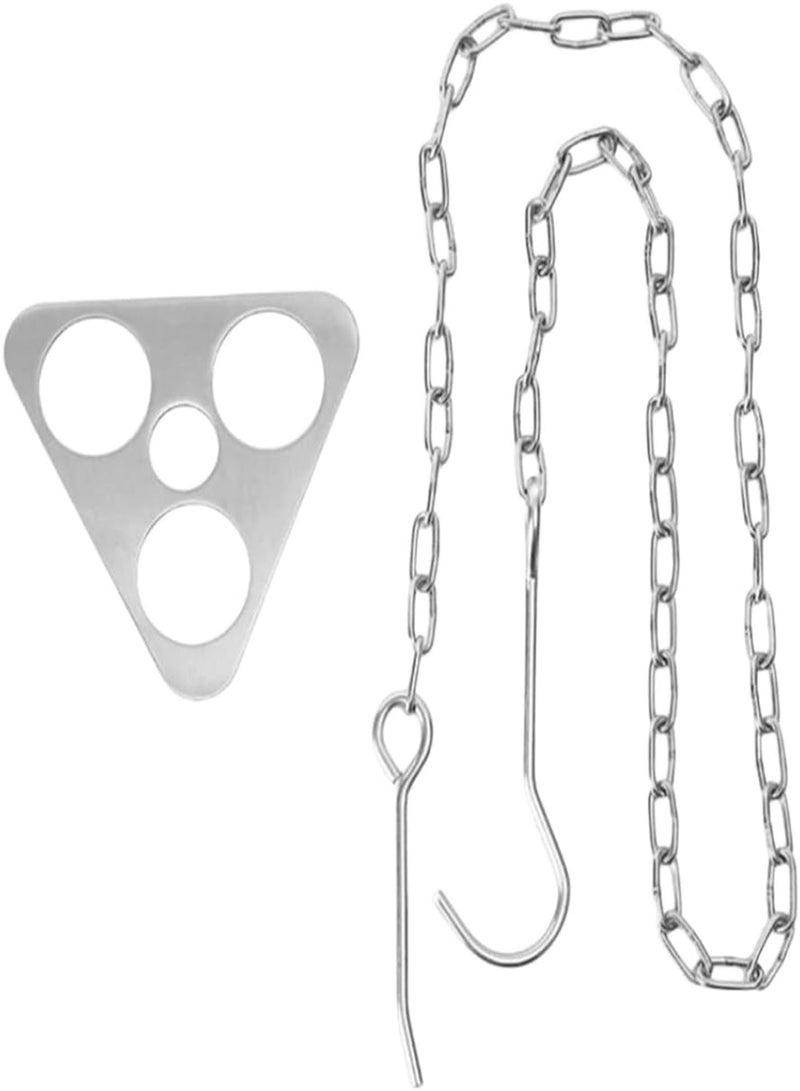 GGOOT Camping Tripod Board Stainless Steel Campfire Support Stand Plate with Adjustable Chain Campfire Cooking Equipment Triangle Style - Image 1