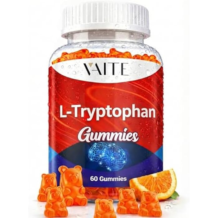 VAITE L Tryptophan 1000mg Gummies – Chewable Supplement for Positive Outlook, Calm Support & Inner Balance, 60 Vegan Gummy to Promote Restful Nights, Support Mental Focus & Encourage Peaceful Sleep - Image 1