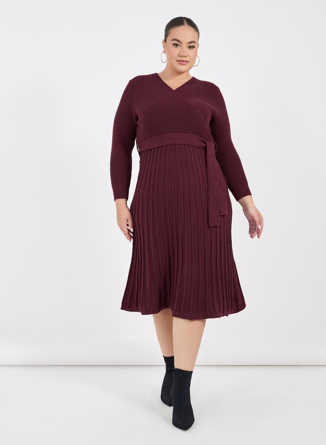 Styli Ribbed Wrap Dress - Image 1