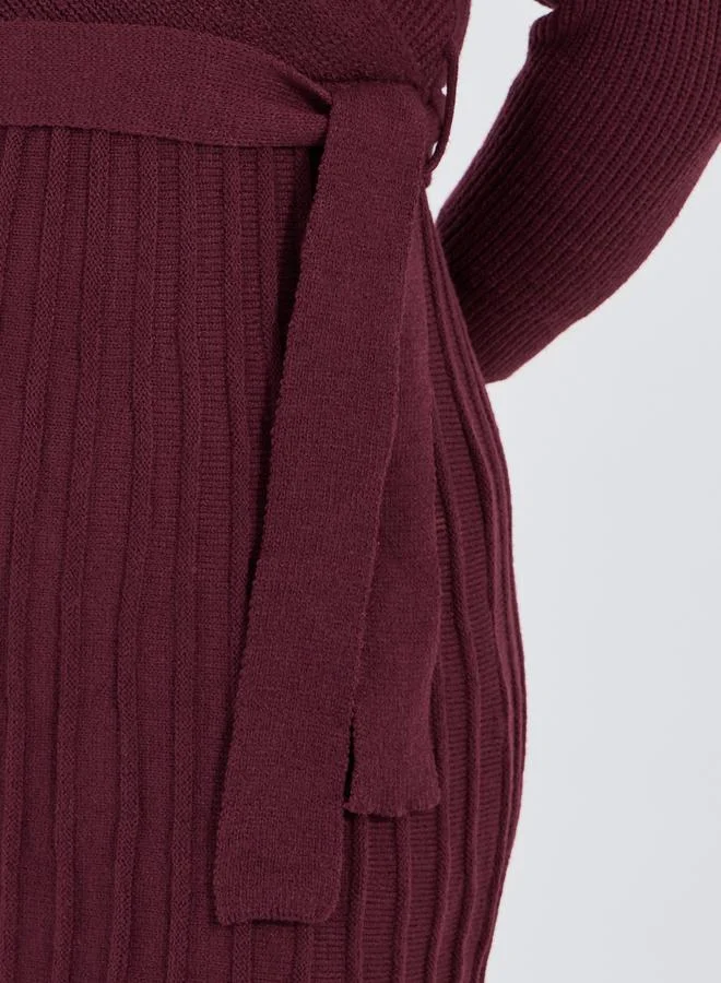 Styli Ribbed Wrap Dress