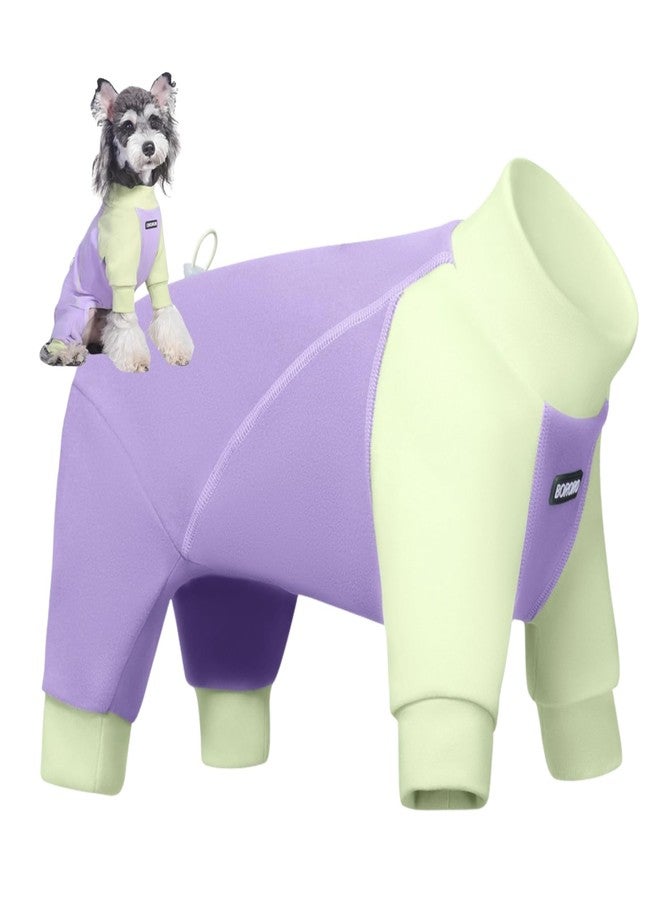 Urnat Dog Fleece Sweater, Winter Warm Clothes Jumpsuit for Small & Medium Puppies, Soft Stretch Thermal Pajamas for Boy Girl (Purple,M) - Image 1