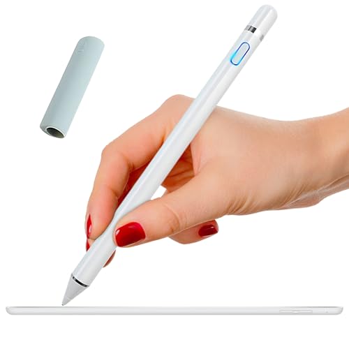 WirelessFinest Stylus Pen Pencil 1st Generation Gen Replacement for Apple iPad Pro 1st iPad 1st 2nd 3rd 4th 5th iPad Mini 1 2 3 4 iPad Air 1st 2nd iOS Android Capacitive Tablet Touch Screen + Free Holder (White) - Image 1