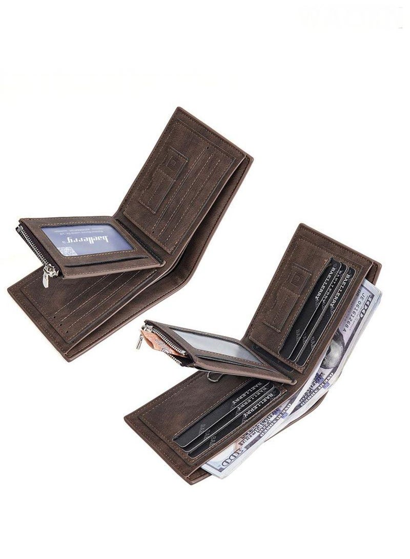 baellerry New fashionable retro simple men's wallet, high-end multi slot zipper pocket coin purse, leather textured multi slot wallet, preferred large capacity wallet for gift giving, waterproof and wear-resistant wallet. - Image 5