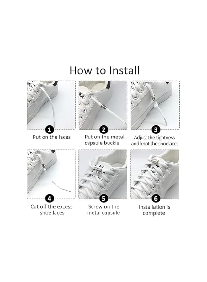 jaexest No-tie elastic shoelaces with metal buckles, suitable for adult, children's, and senior athletic shoes (three pairs) - Image 3