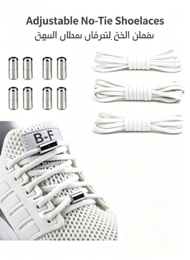 jaexest 3 أزواج أربطة حذاء مرنة بدون ربط – أربطة عالمية بدون ربط بمشابك معدنية | أربطة جري مرنة للأحذية الرياضية والماراثون والثلاثي – للكبار والأطفال – 105 سم - Image 1