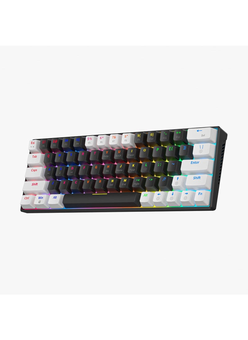 Rock Pow - 60%  63 Keys  Wired Mechanical Gaming Keyboard RGB Backlit Ultra-Compact Mini Keyboard Waterproof Mini Compact Keyboard for PC/Mac Gamer Typist Travel Easy to Carry on Business Trip - Image 1