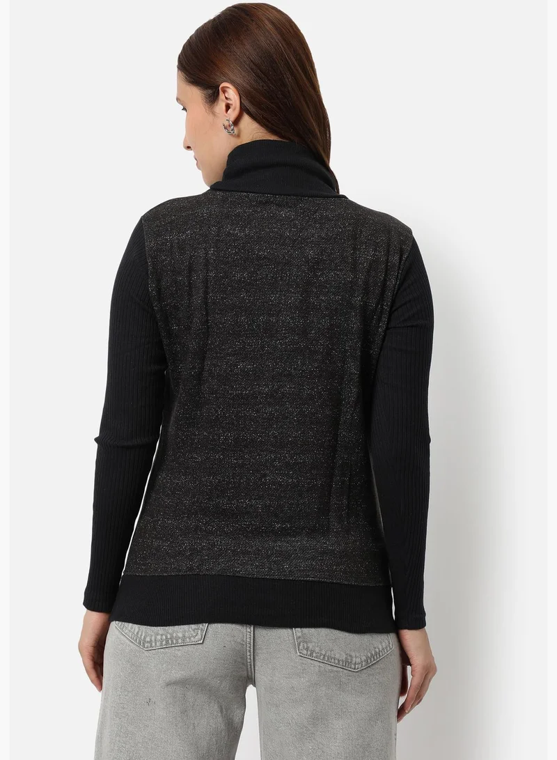 Campus Sutra Women's Quilted Regular Fit Sweatshirt For Winter Wear