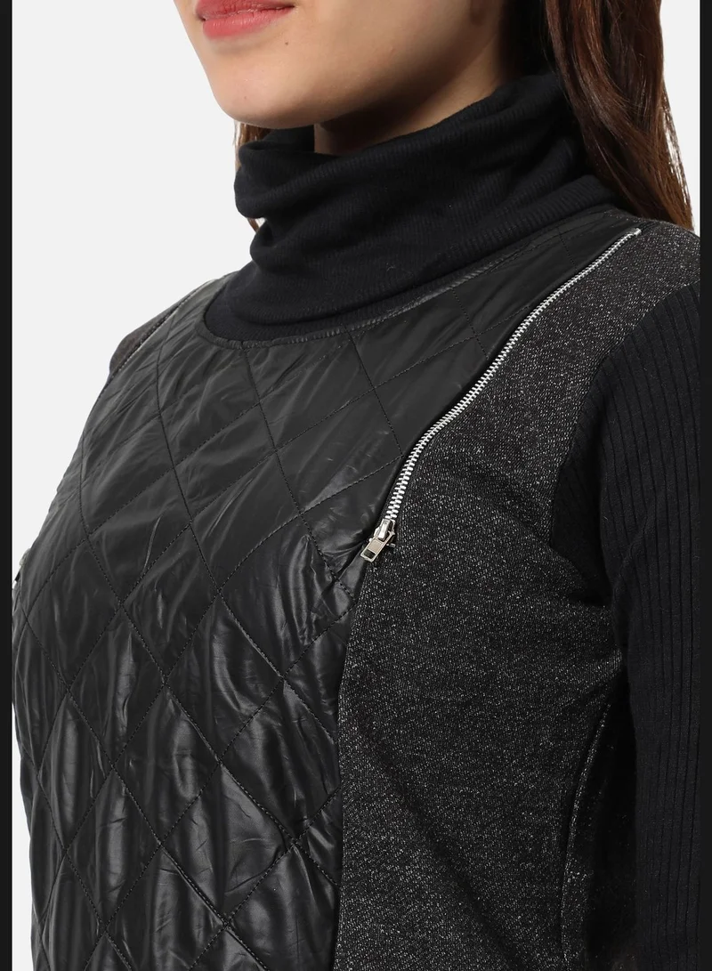 Campus Sutra Women's Quilted Regular Fit Sweatshirt For Winter Wear