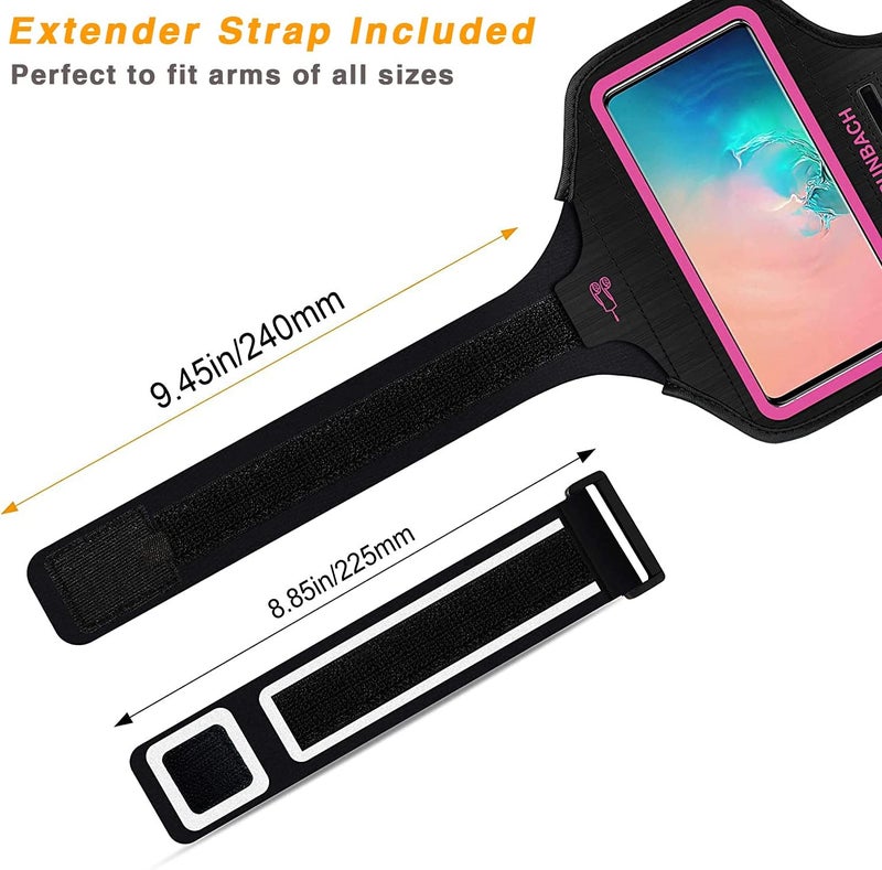 RUNBACH Armband for Samsung Galaxy S25/S24/S23/S22/S21/S20/S10/S9/S8 up to 6.2",Water Resistant Running Exercise Gym Bag with Card Slot and Key Holder (Pink) - Image 2