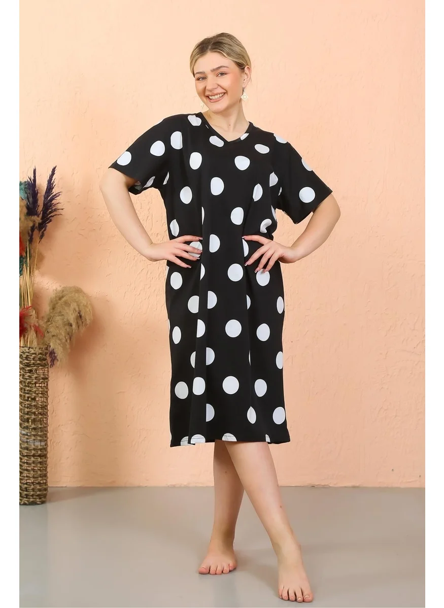 اكبينيز Women's Short Sleeve Below Knee Over Size Home Dress - Nightgown 93411