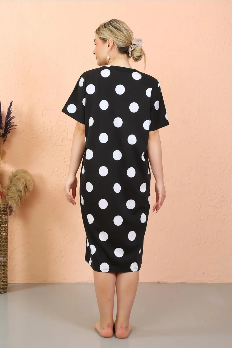 اكبينيز Women's Short Sleeve Below Knee Over Size Home Dress - Nightgown 93411