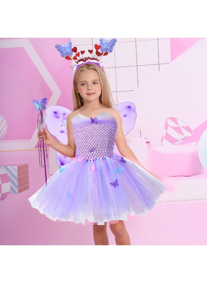 NajmStyle Butterfly Fairy Costume Set for Girls,Princess Dress,Girls Fairy Costume Fancy Dress Up Butterfly Costume Sets with Tutu Dress, Butterfly Wing, Headband,Wand Costume Set for 3-8 Years Girls - Image 2