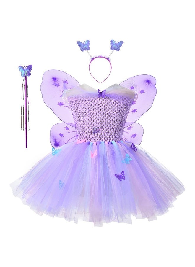 NajmStyle Butterfly Fairy Costume Set for Girls,Princess Dress,Girls Fairy Costume Fancy Dress Up Butterfly Costume Sets with Tutu Dress, Butterfly Wing, Headband,Wand Costume Set for 3-8 Years Girls - Image 1