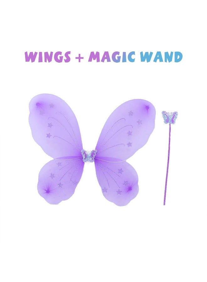 NajmStyle Butterfly Fairy Costume Set for Girls,Princess Dress,Girls Fairy Costume Fancy Dress Up Butterfly Costume Sets with Tutu Dress, Butterfly Wing, Headband,Wand Costume Set for 3-8 Years Girls - Image 4