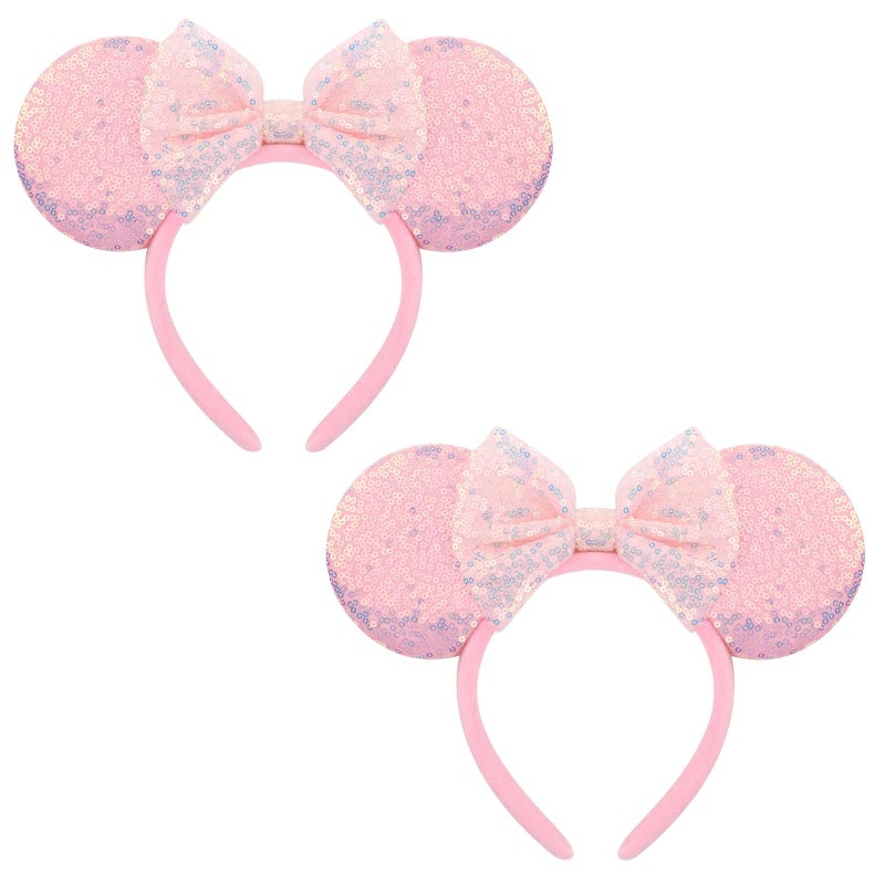 AQOKKA Mouse Ears Headbands with Bow Minnie Ears Cosplay Costume Hair Accessories for Women Birthday Party Decoration - Image 1