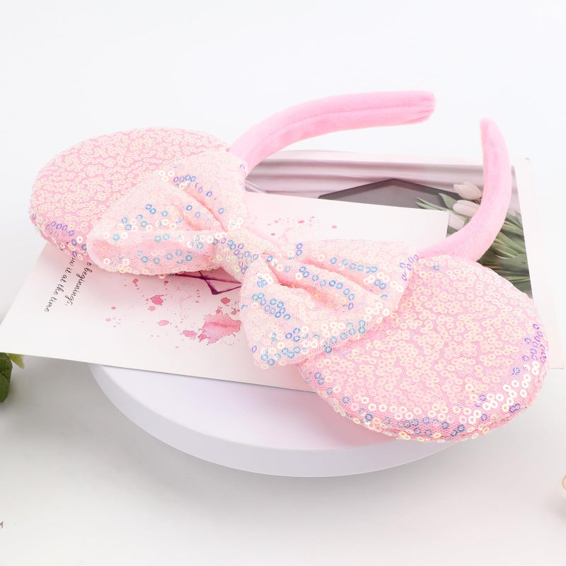 AQOKKA Mouse Ears Headbands with Bow Minnie Ears Cosplay Costume Hair Accessories for Women Birthday Party Decoration - Image 4