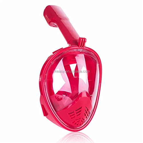 VBM Full Face | Snorkel Mask | Breathing Mechanism | Snorkeling Masks for Kids | Adults,Flat Crystal Lens,180° Panoramic Anti-Leak/Anti-Fog Mask and Snorkel with Detachable | Camera Mount (S/M - red) - Image 2