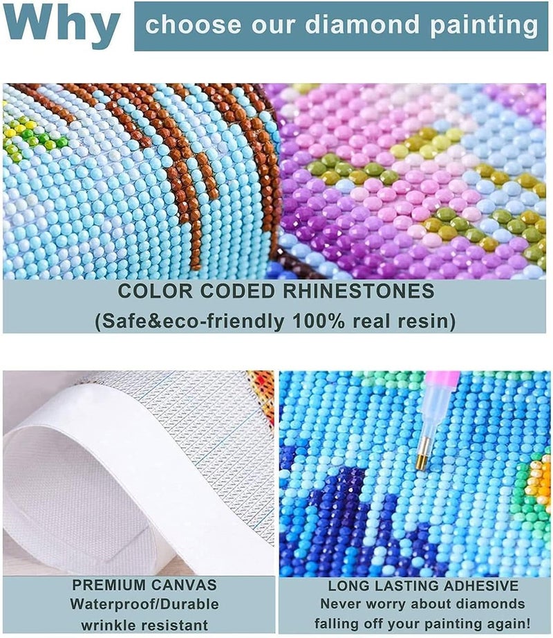 Cat Flowers 5D Diamond Painting Numbers Kit, Paint Round Diamond Beads Full Drill Canvas Wall Home Decoration Gift, DIY for Adults & Kids - Image 5