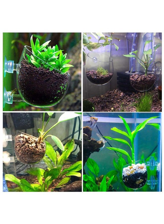 capetsma Aquarium Plant Pot, Glass Fish Tank Plants Holder Aquarium Planter, Aquarium Decoration Plants Cup with 2 Suction Cups for Fish Tank Aquarium Decor Ornament - 1 Pack… - Image 2
