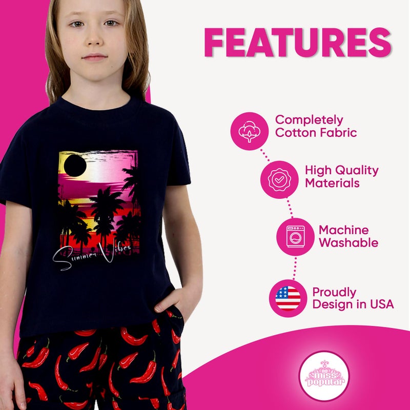 MISS POPULAR Girls 4-Pack Super Soft Short Sleeve T-Shirts Rainbow Butterfly Glitter Print Cute Design| Sizes 7-16 - Image 3