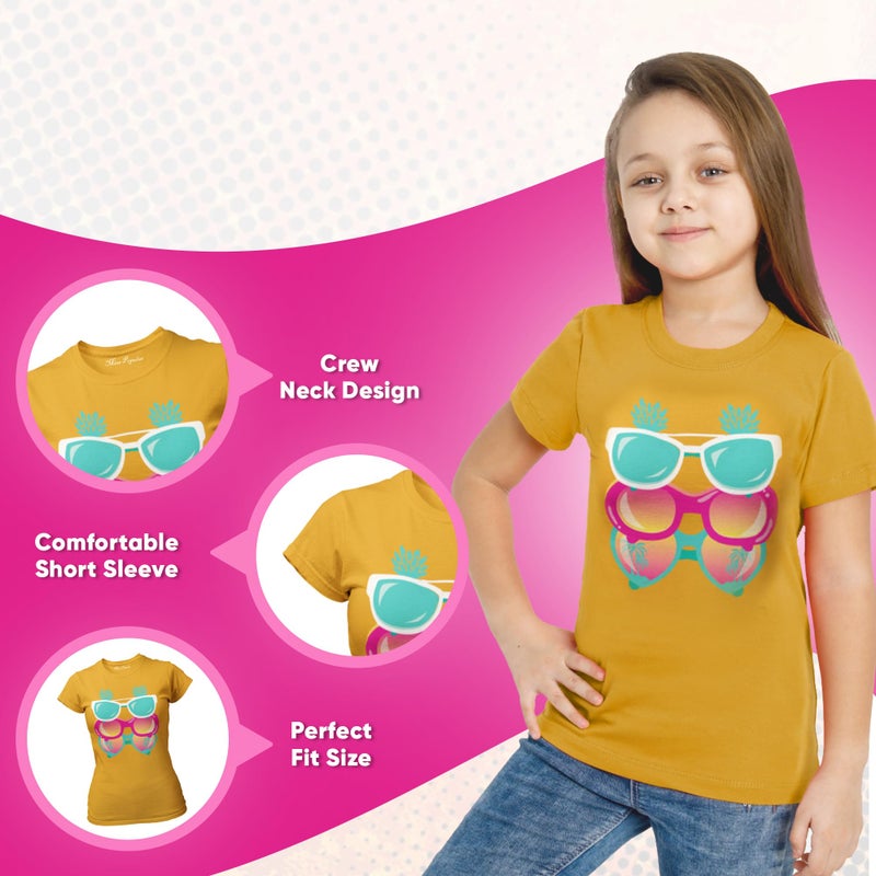 MISS POPULAR Girls 4-Pack Super Soft Short Sleeve T-Shirts Rainbow Butterfly Glitter Print Cute Design| Sizes 7-16 - Image 2