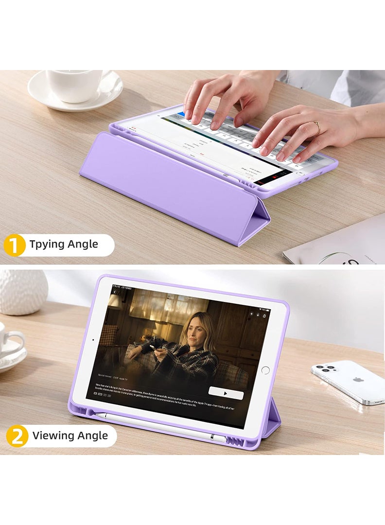 Theodor Case Compatible with iPad 10.2 Inch 2021/2020/2019, for iPad 9th/8th/7th Generation Smart Case with Pencil Holder, Protective Case with Soft TPU Back, Auto Sleep/Wake Cover, Lavender - Image 4