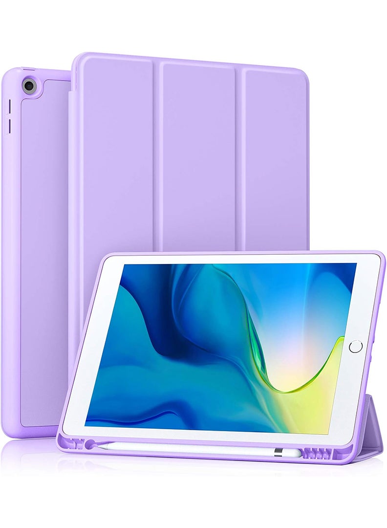 Theodor Case Compatible with iPad 10.2 Inch 2021/2020/2019, for iPad 9th/8th/7th Generation Smart Case with Pencil Holder, Protective Case with Soft TPU Back, Auto Sleep/Wake Cover, Lavender - Image 1