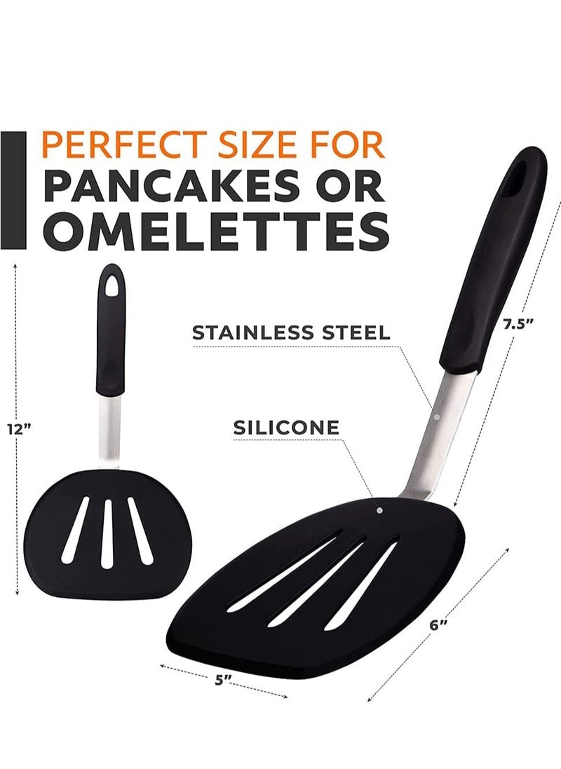 KASTWAVE - Silicone Turner Spatula Pancake Spatula Nonstick Set 600F Heat-Resistant Flexible Rubber Silicone Spatulas - Silicone Cooking Utensil Set Egg Turners, Pancake Flippers, Kitchen Spatulas - Image 1
