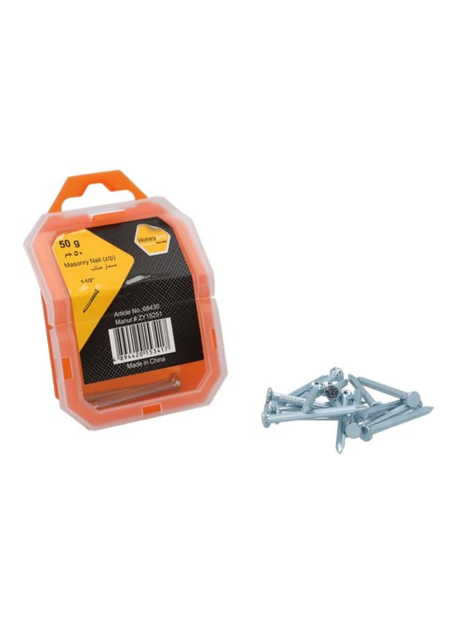 HONEY BEE Zinc Plated Masonry Nails in Storage Box Silver 1.5inch ZY15251  - Image 2