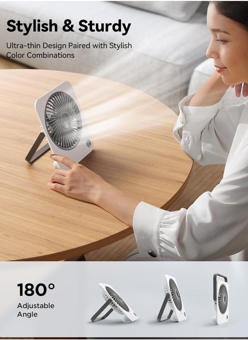Desktop Fan,Portable Rechargeable Fan ,1200mAh USB Small Desk Fan with 4-Speed Strong Airflow, Hangable Ultra-thin Folding Camping Fan for Travel, Office, and Home Use  - Image 2
