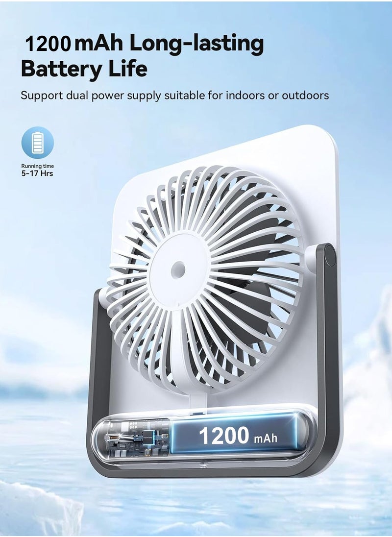 Desktop Fan,Portable Rechargeable Fan ,1200mAh USB Small Desk Fan with 4-Speed Strong Airflow, Hangable Ultra-thin Folding Camping Fan for Travel, Office, and Home Use  - Image 3