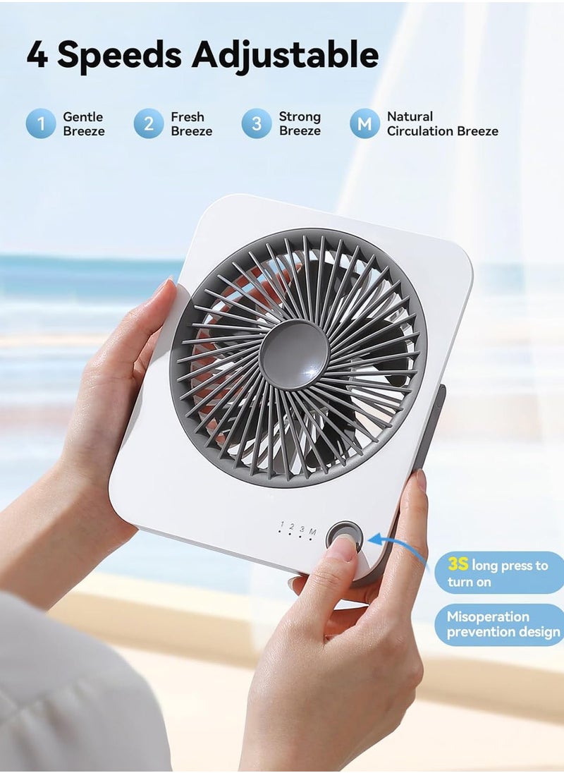 Desktop Fan,Portable Rechargeable Fan ,1200mAh USB Small Desk Fan with 4-Speed Strong Airflow, Hangable Ultra-thin Folding Camping Fan for Travel, Office, and Home Use  - Image 4