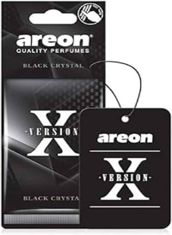 Areon X Hanging Best Car Air Freshener Crystal Scent, Paper Hanging Ornaments, Long Lasting Scent for Car or Home, Black, 1 Pack - AXV10