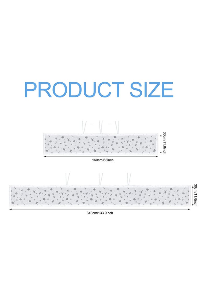 Baby Cot Bumper, Baby Crib Bumpers Padded for Boys Girls, 63*11.8inch+133.9*11.8inch Cot Bed Liner Bumper Set, Soft Cotton Crib Protector Bumper Cushion Crib Padding for Sides  2PCS
