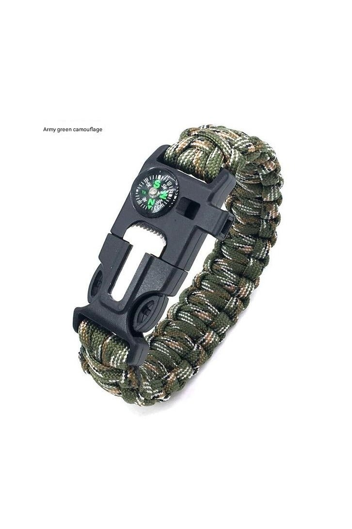 5 in 1 Survival Paracord Bracelet Adjustable Gear Kit with Fire Starter, Bigger Compass, Survival Whistle, Perfect for Camping, Hiking, Fishing Beige camouflage 