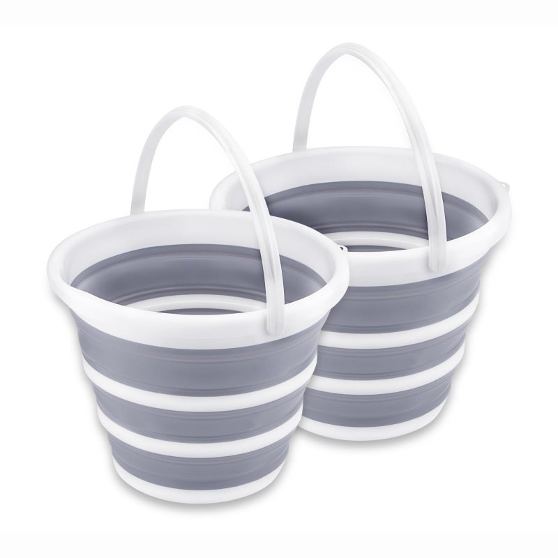 2 Pack Collapsible Buckets 10L 26 Gallon Cleaning Bucket Mop Bucket Folding Foldable Portable Small Plastic Water Supplies for Outdoor Garden Camping Fishing Car Wash Space Saving