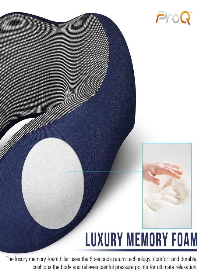 ProQ Neck Pillow for Travelling - Travel Pillow for Flights - Memory Foam Neck Pillow - Travel Neck Rest Pillows - Traveling Pillow for Men, Women Travelling Accessories, Lightweight, Portable, Blue - Image 4