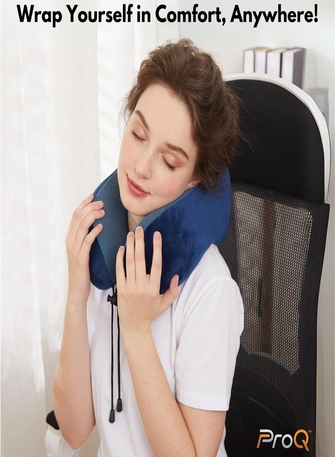 ProQ Neck Pillow for Travelling - Travel Pillow for Flights - Memory Foam Neck Pillow - Travel Neck Rest Pillows - Traveling Pillow for Men, Women Travelling Accessories, Lightweight, Portable, Blue - Image 3